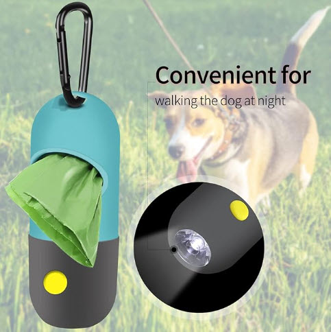 2 Pack Dog Waste Bag Dispenser w/ LED Flashlight